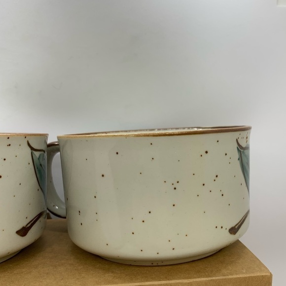 Speckled Stoneware Sunflower Mugs Set of 2 Made in Japan - Picture 4 of 11